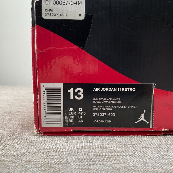 Nike Air Jordan 11 Retro Win Like 96 Men's 13 Gym Red Black-White 378037-623 - Picture 12 of 15